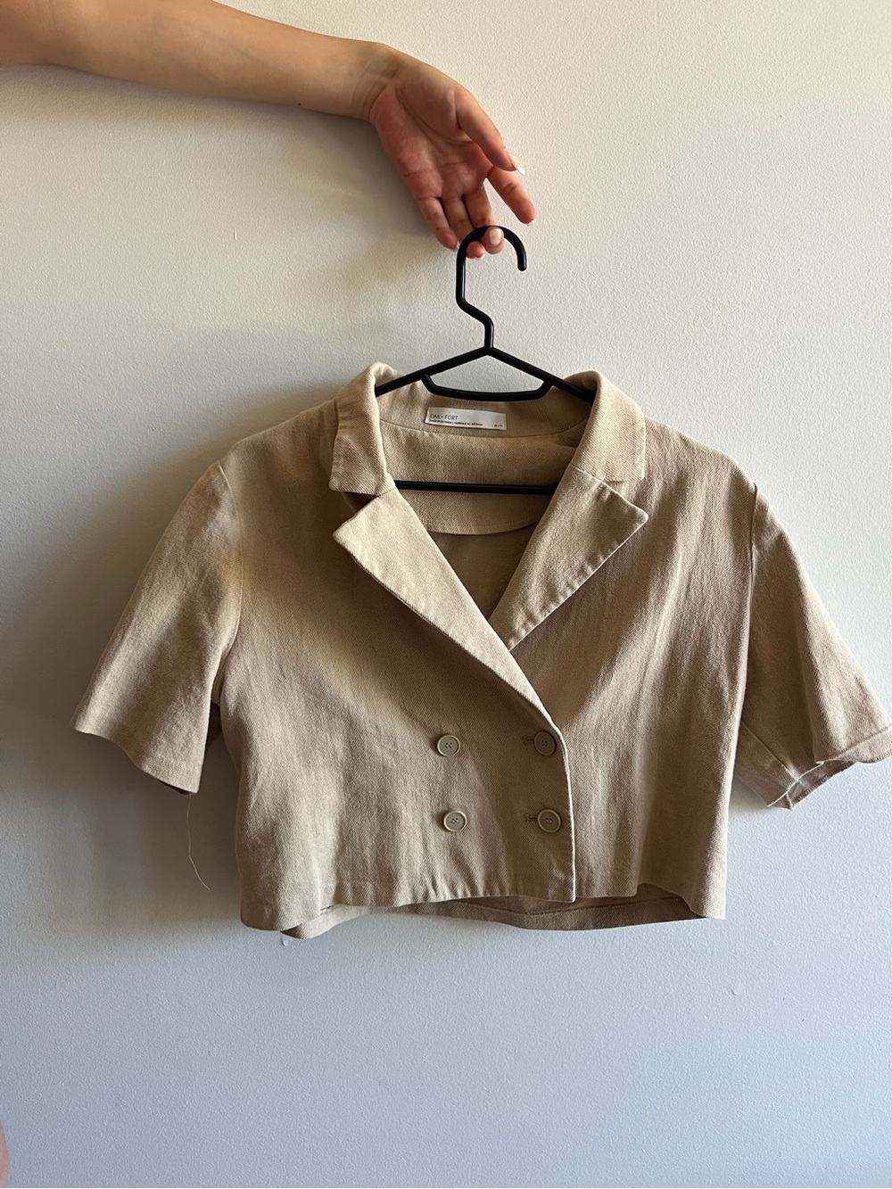 Oak & Fort Cropped Blazer Jacket - tan